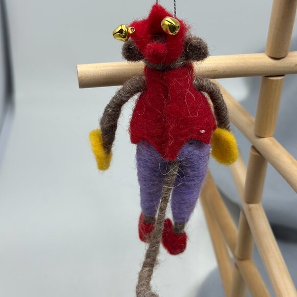 Felted Monkey Christmas Ornament – Band of Friends | Circus Style Ornament - Picture 7 of 10